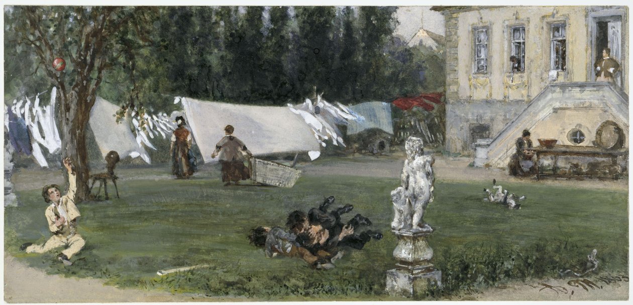 Der Trockenplatz. Aus dem „Kinderalbum“ von Adolph Menzel