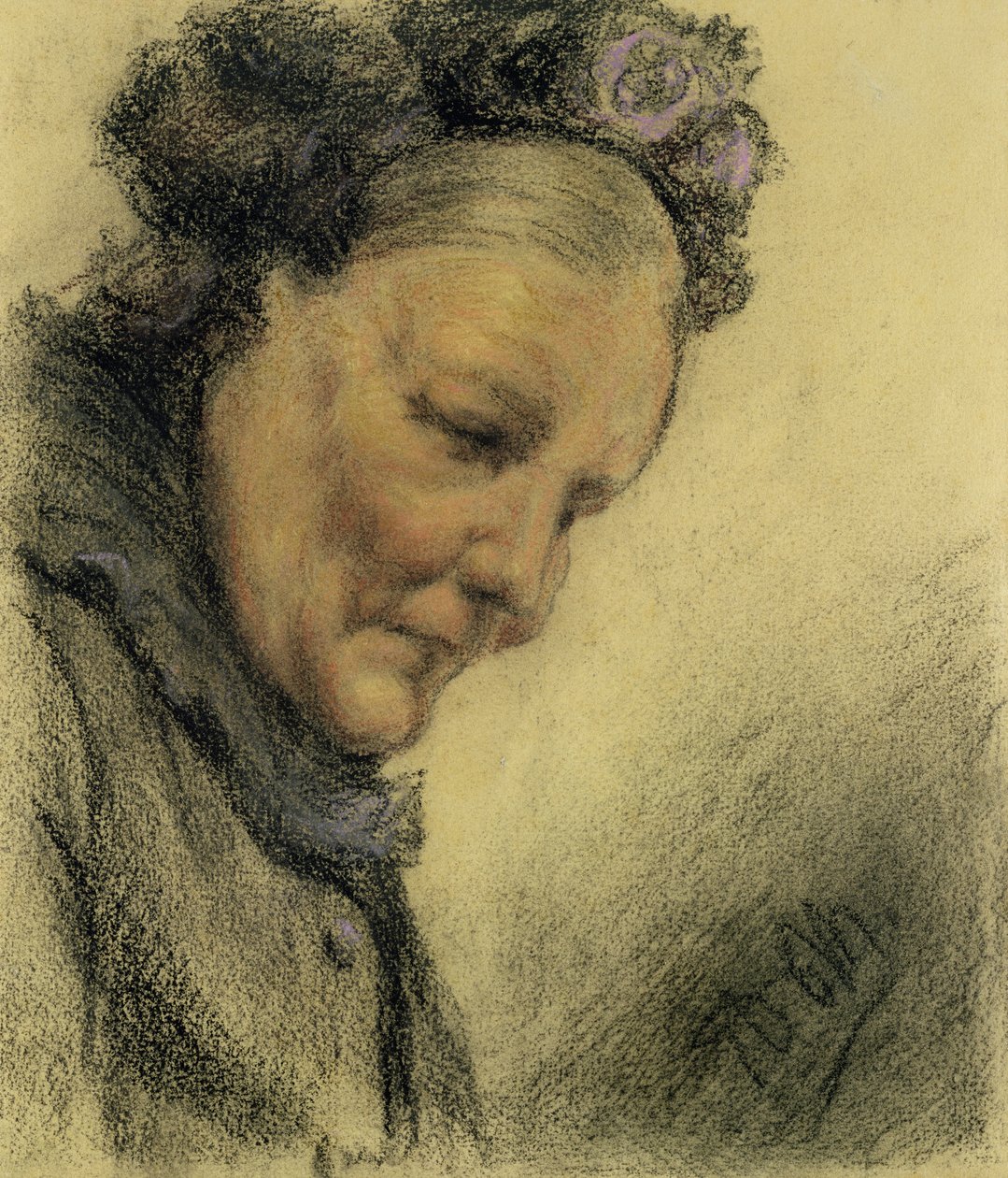 Kopf einer alten Dame von Adolph Menzel