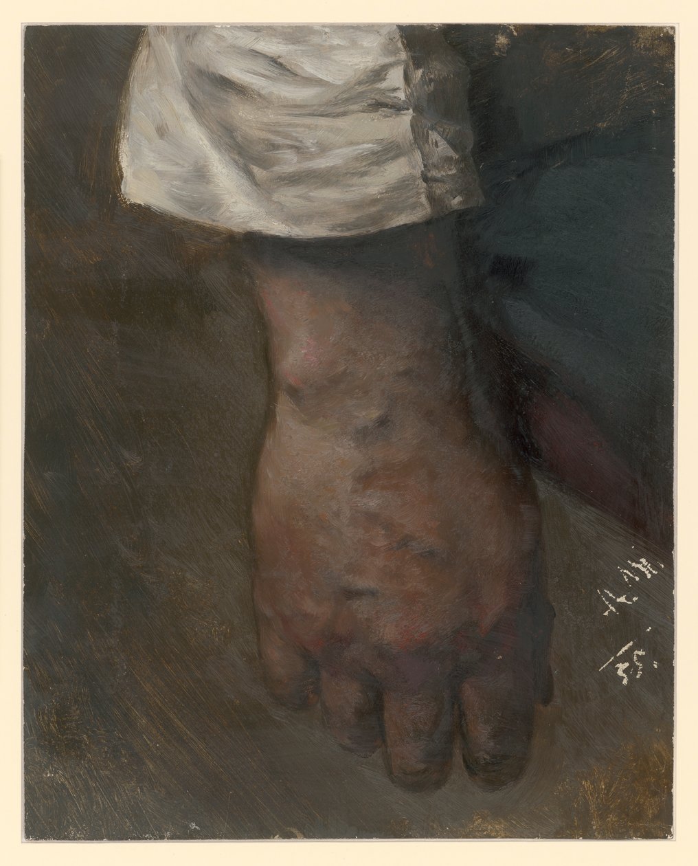 Herabhängende rechte Hand mit weitem Ärmelansatz von Adolph Menzel