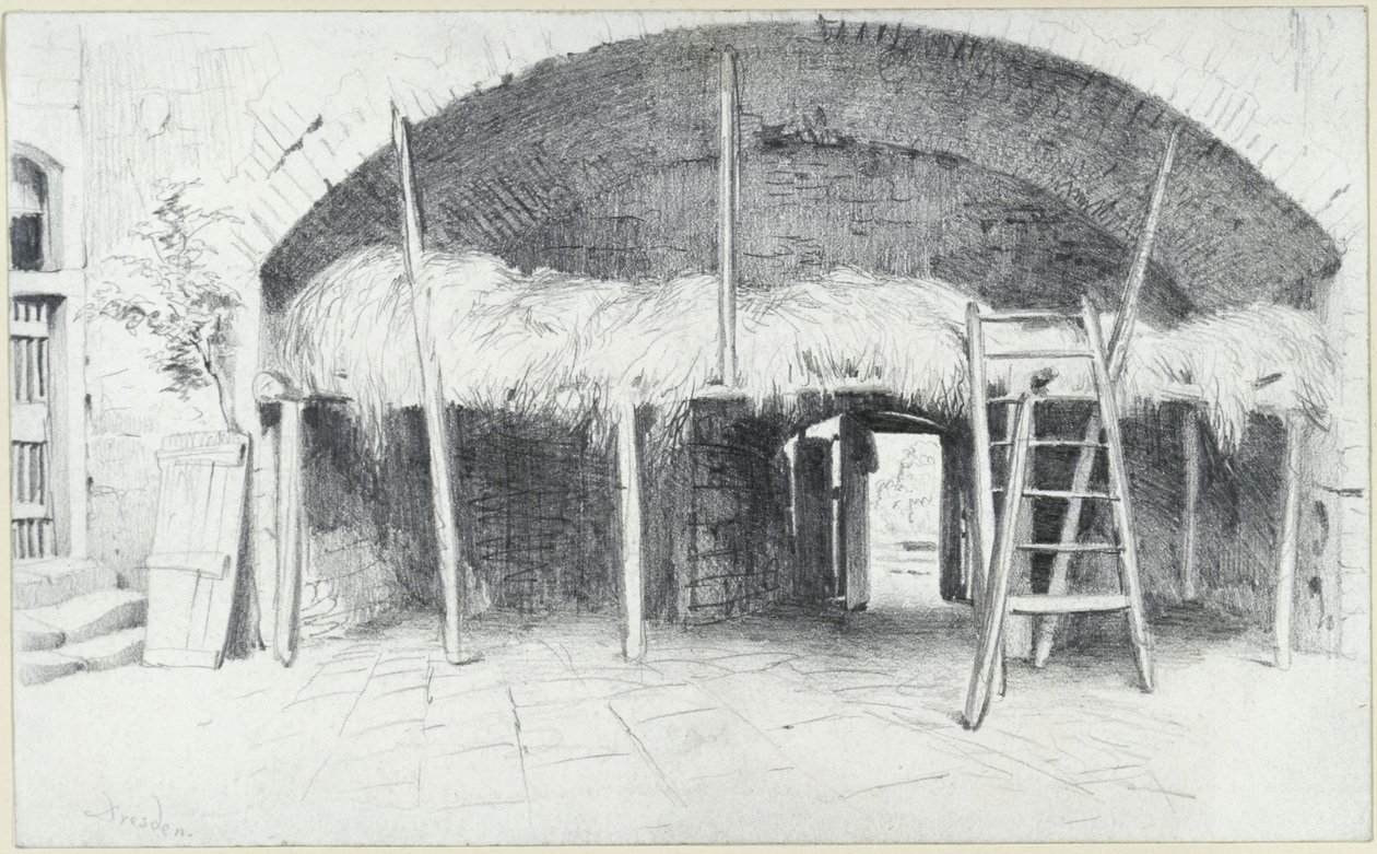 Heulager unter einem Bogen der Jungfernbastei in Dresden von Adolph Menzel