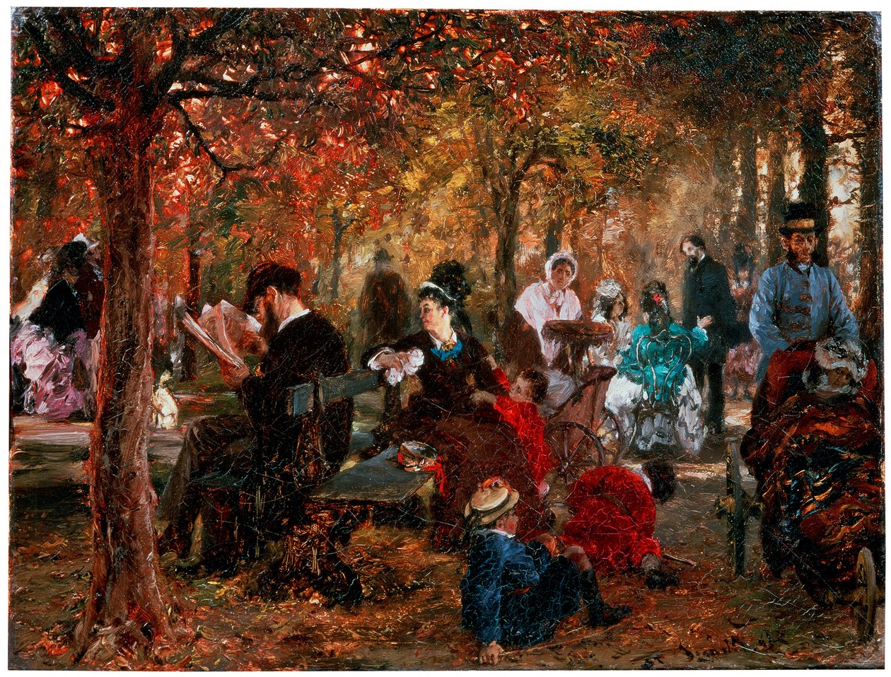 Im Jardin de Luxembourg Eine Erinnerung an den Jardin de Luxembourg, 1876 von Adolph Menzel
