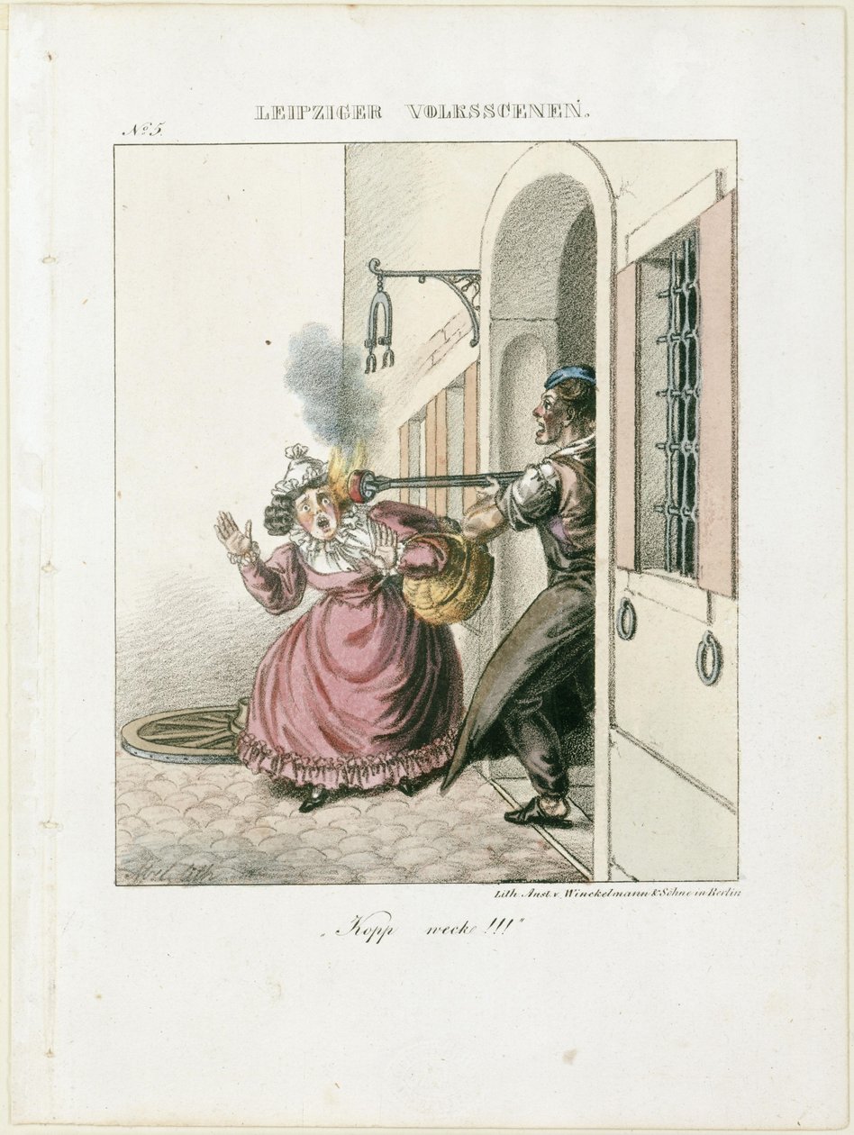 "Kopp weck!". Aus: Leipziger Volksszenen von Adolph Menzel