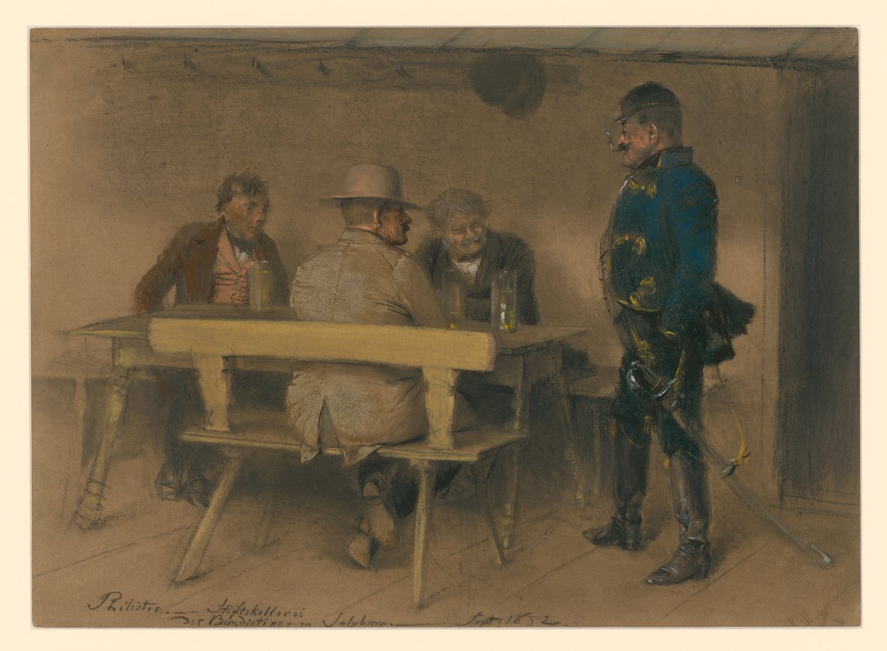 Philister und Offizier in der Stiftskellerei der Benediktiner in Salzburg von Adolph Menzel