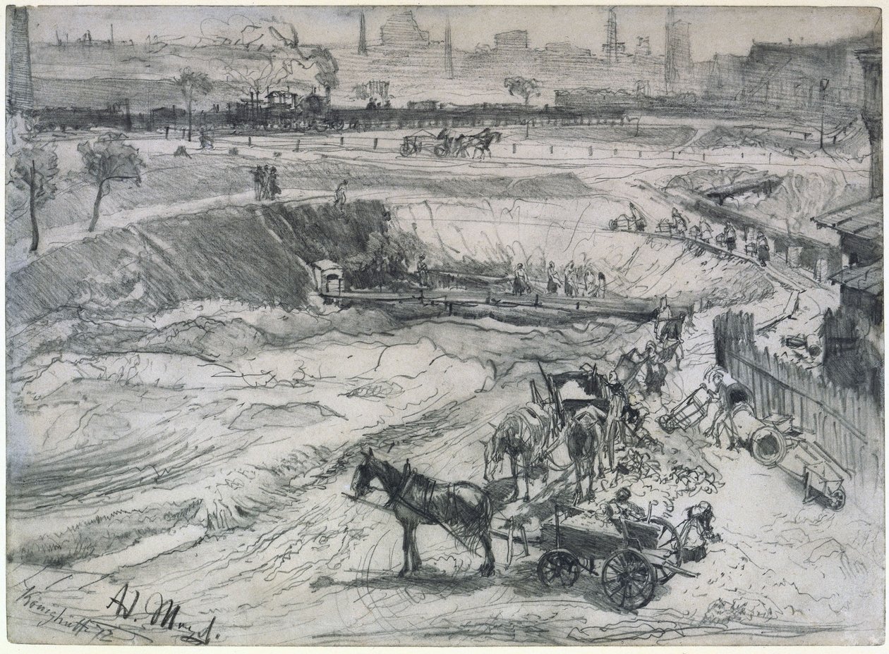 Tagebau in Königshütte von Adolph Menzel
