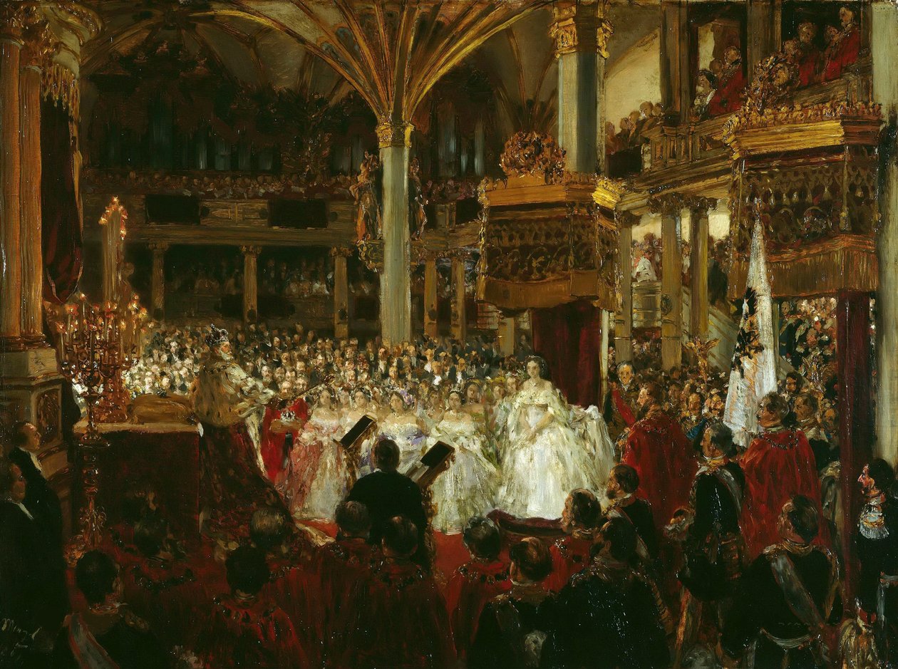 Die Krönung von Wilhelm I. zum König von Preußen im Schloss Königsberg 1861, 1861 von Adolph Menzel