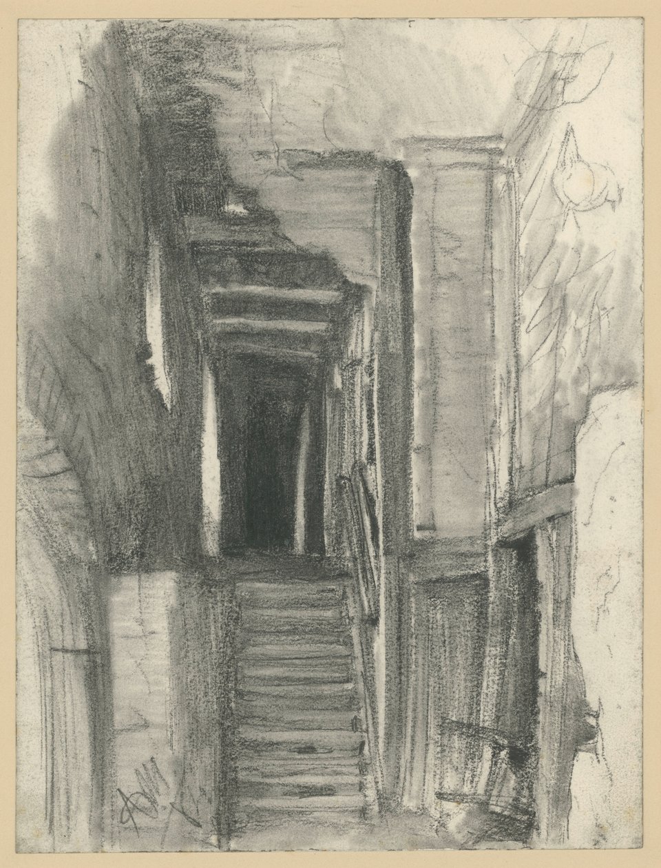 Treppe und Gang in einem alten Bauernhaus von Adolph Menzel