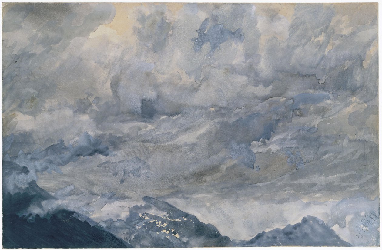 Wolkenhimmel über Bergspitzen von Adolph Menzel