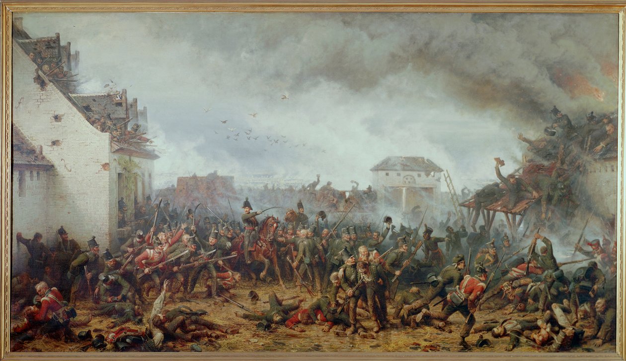Die Verteidigung des Bauernhofs La Haye Sainte, Schlacht von Waterloo, Napoleons endgültige Niederlage von Adolph Northen