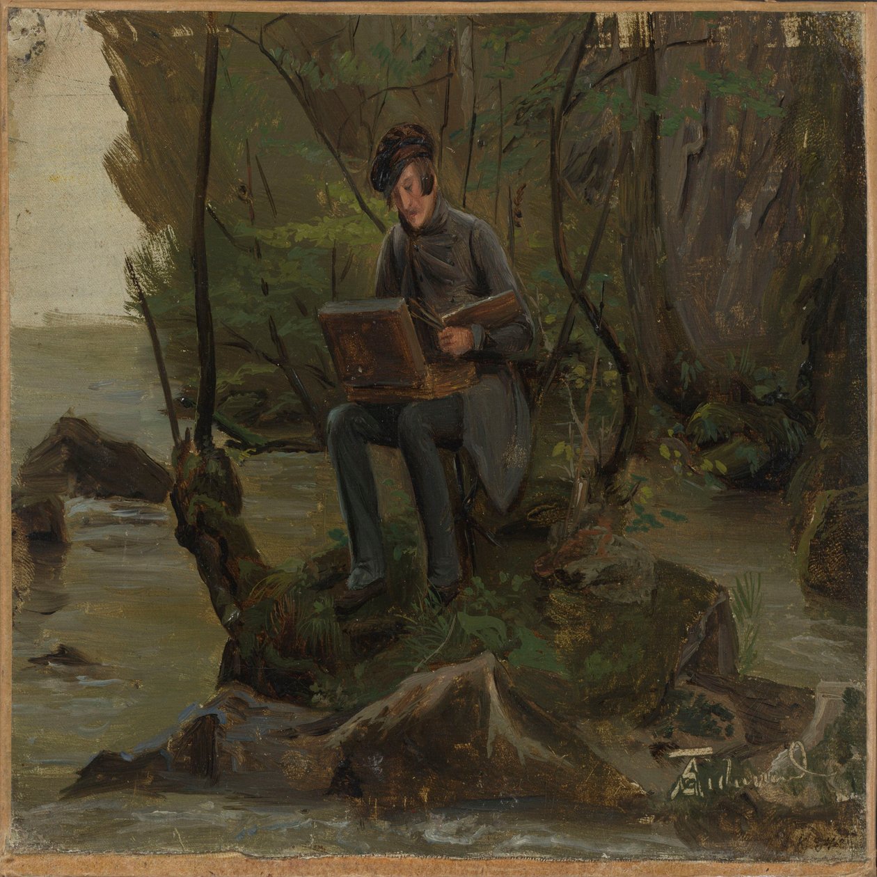 Ein Maler an seiner Farbpalette von Adolph Tidemand