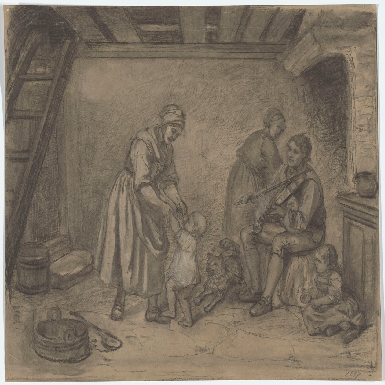 Häusliche Szene auf dem Land von Adolph Tidemand