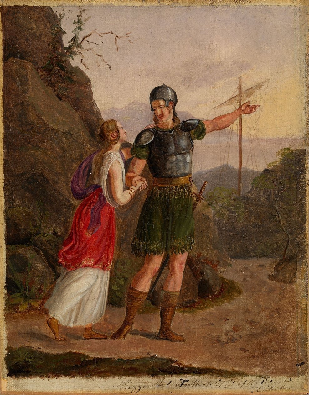Fridtjofs Abschied, Skizze zu verlorenem Bild von Adolph Tidemand