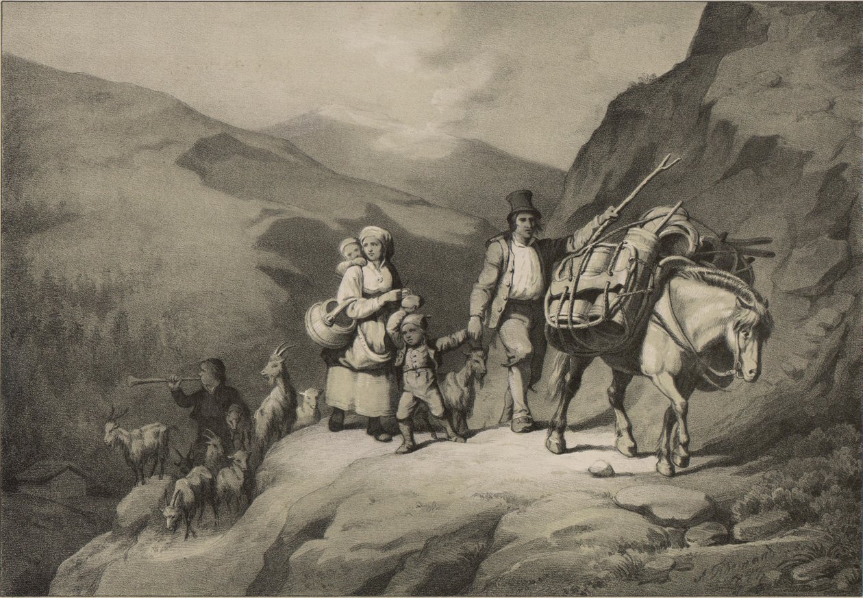 Illustration aus dem Buch Norge fremstillet i Tegninger von P.Chr. Asbjørnsen, veröffentlicht von Chr. Tønsberg (Norwegen, 1848) von Adolph Tidemand