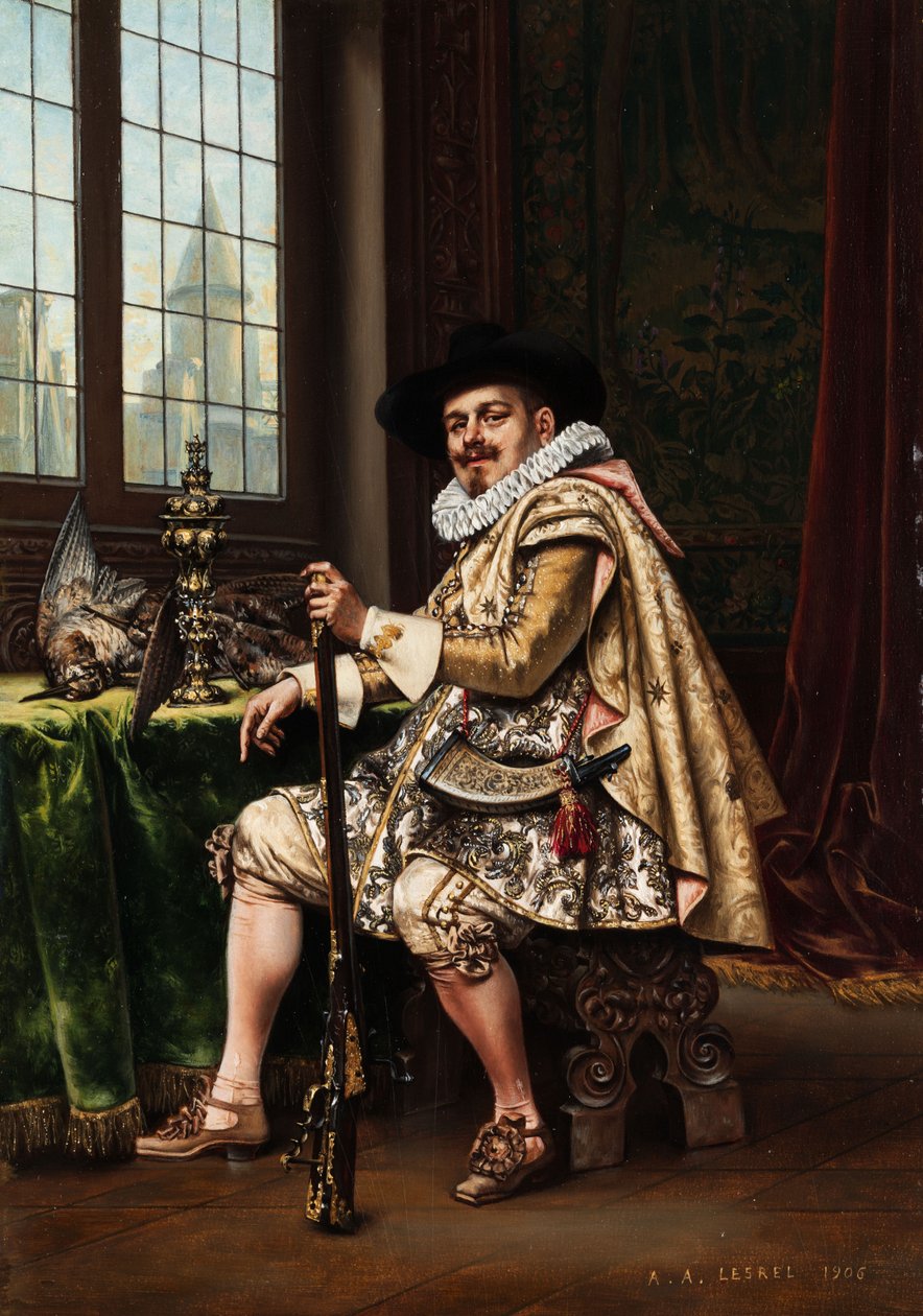 Adliger nach der Jagd von Adolphe Alexandre Lesrel