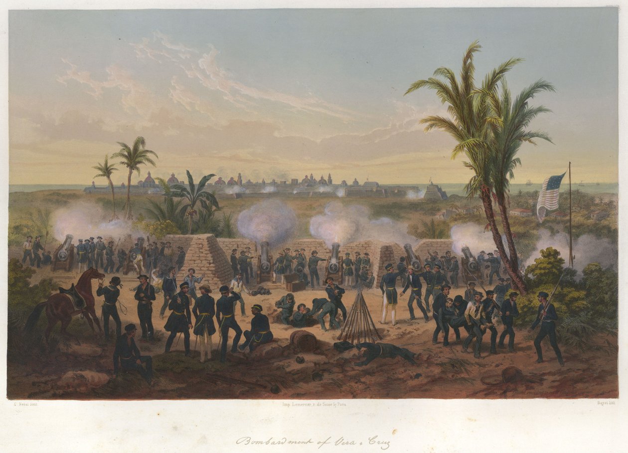 Bombardierung von Vera Cruz (März 1847) im Mexikanisch-Amerikanischen Krieg von Adolphe Jean Baptiste Bayot