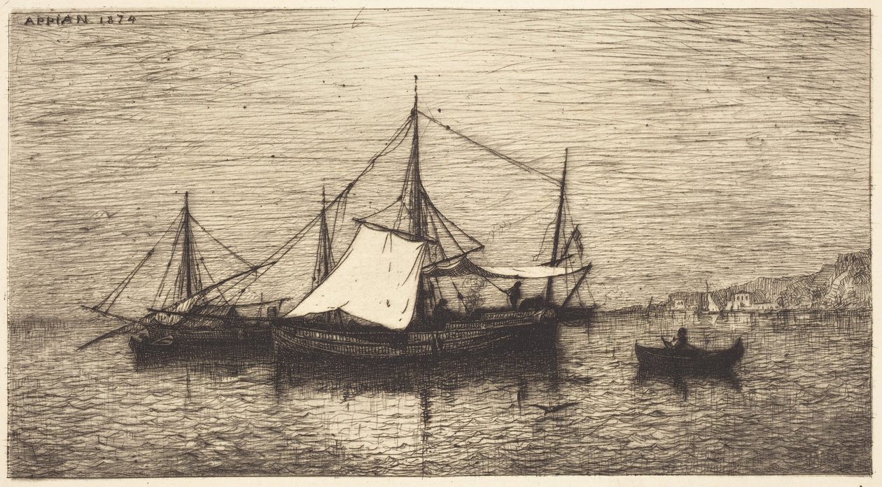 Küstenhandelsschiffe, Italien von Adolphe Appian