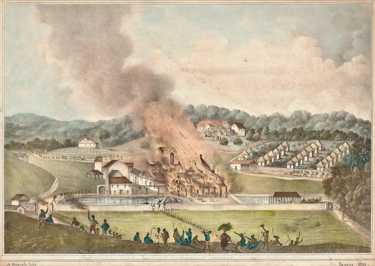 Die Zerstörung des Roehampton-Anwesens in der Pfarrei St. James im Januar 1832 von Adolphe Duperly