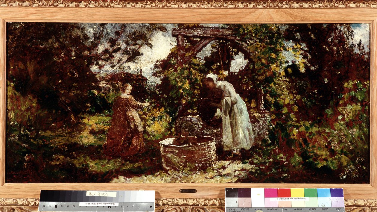 Eine Elegante und ihre Magd am Brunnen. Gemälde von Adolphe Monticelli (1824-1886). Sammlung Fondation Regards de Provence, Marseille von Adolphe Joseph Thomas Monticelli