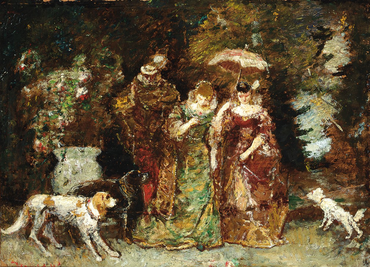 Eine Versammlung im Wald von Adolphe Joseph Thomas Moticelli