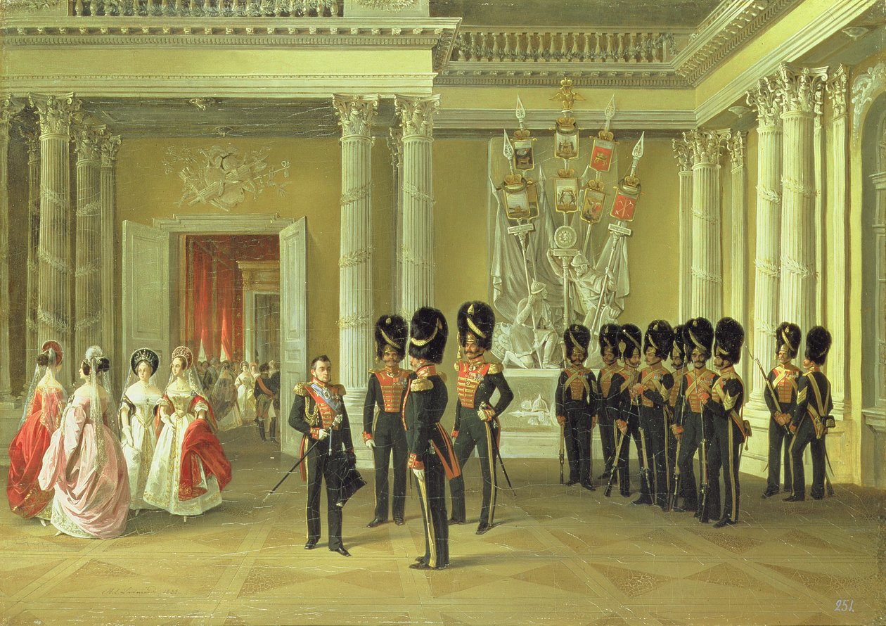 Die Heraldikhalle im Winterpalast, St. Petersburg, 1838 von Adolphe Ladurner