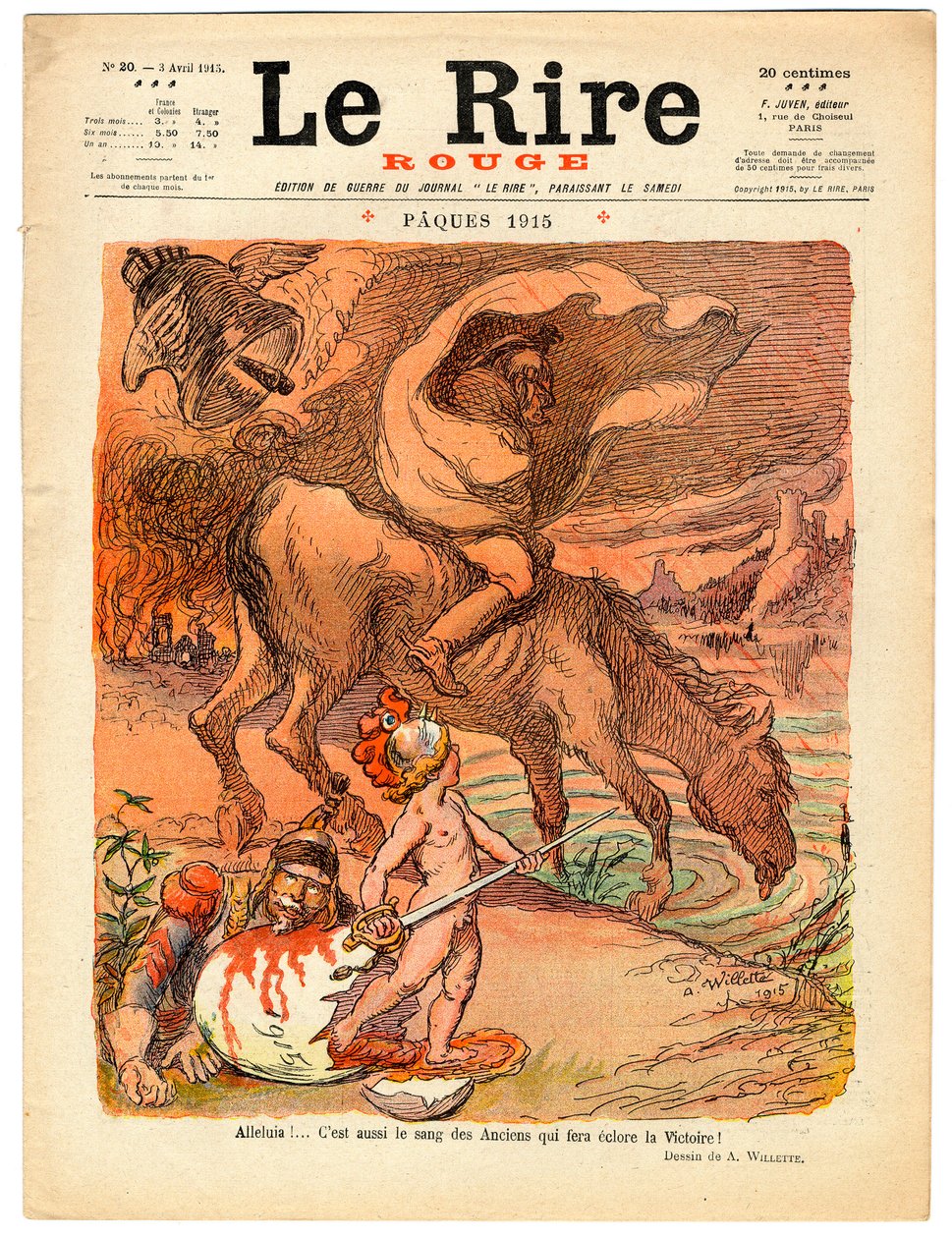 Cover von „Das Rote Lachen“, Satirisch in Farben von Adolphe Leon Willette