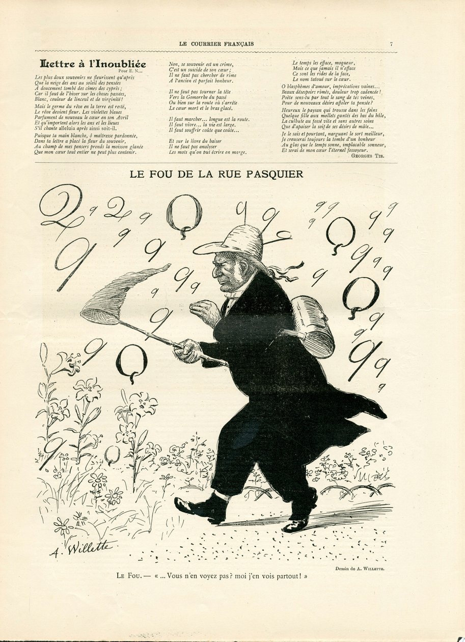 Le Courier français, Nummer 10, Satirisch in Schwarz-Weiß von Adolphe Leon Willette