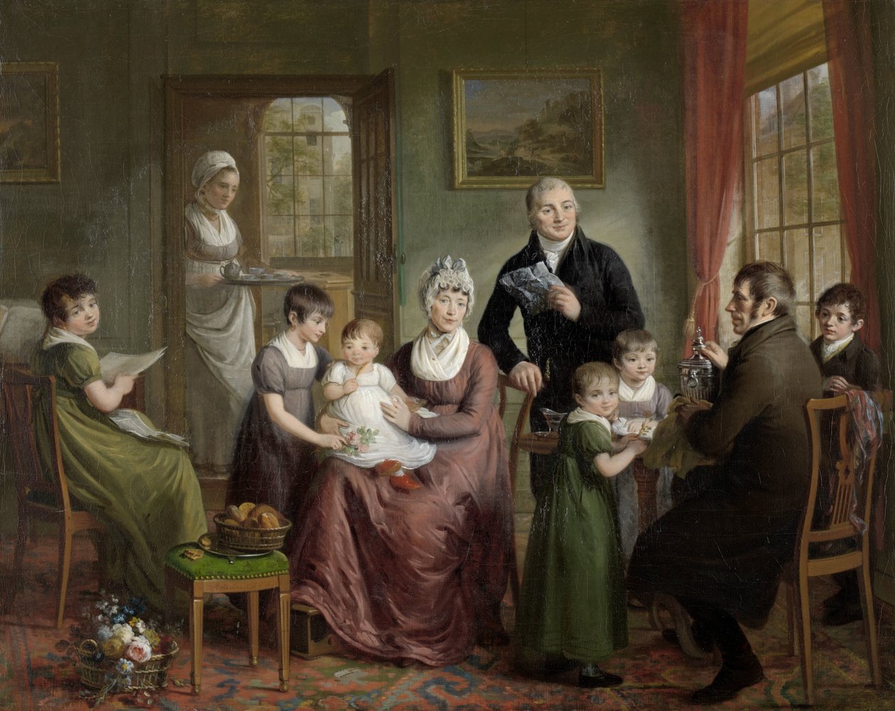 Porträt der Familie von Adrianus Bonebakker mit Dirk L. Bennewitz von Adriaan de Lelie (signed by artist)