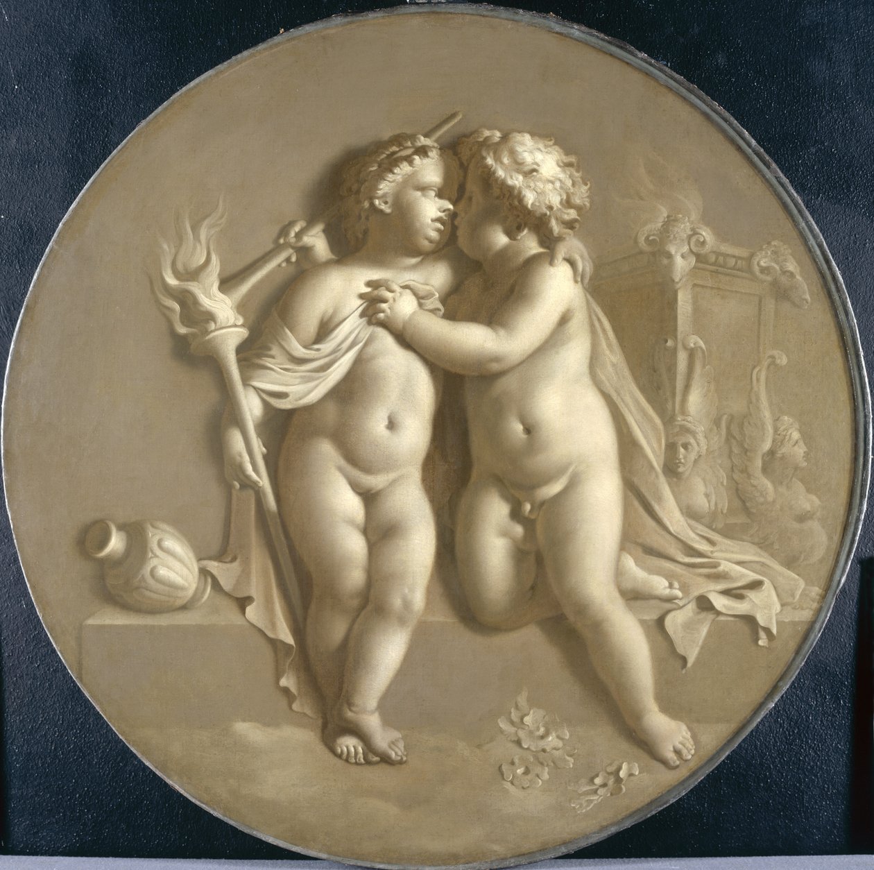 Zwei Putti mit Flammen der Liebe, Allegorie der Liebe, 1696 von Adriaan van der Werff