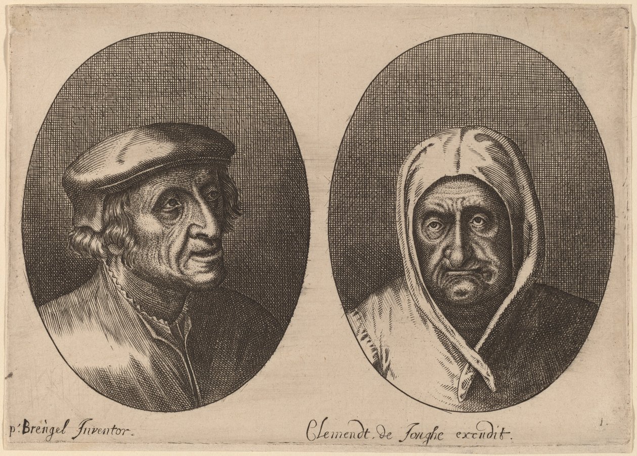 Köpfe eines Bauern und einer Bäuerin von Adriaen Brouwer after Pieter Bruegel the Elder