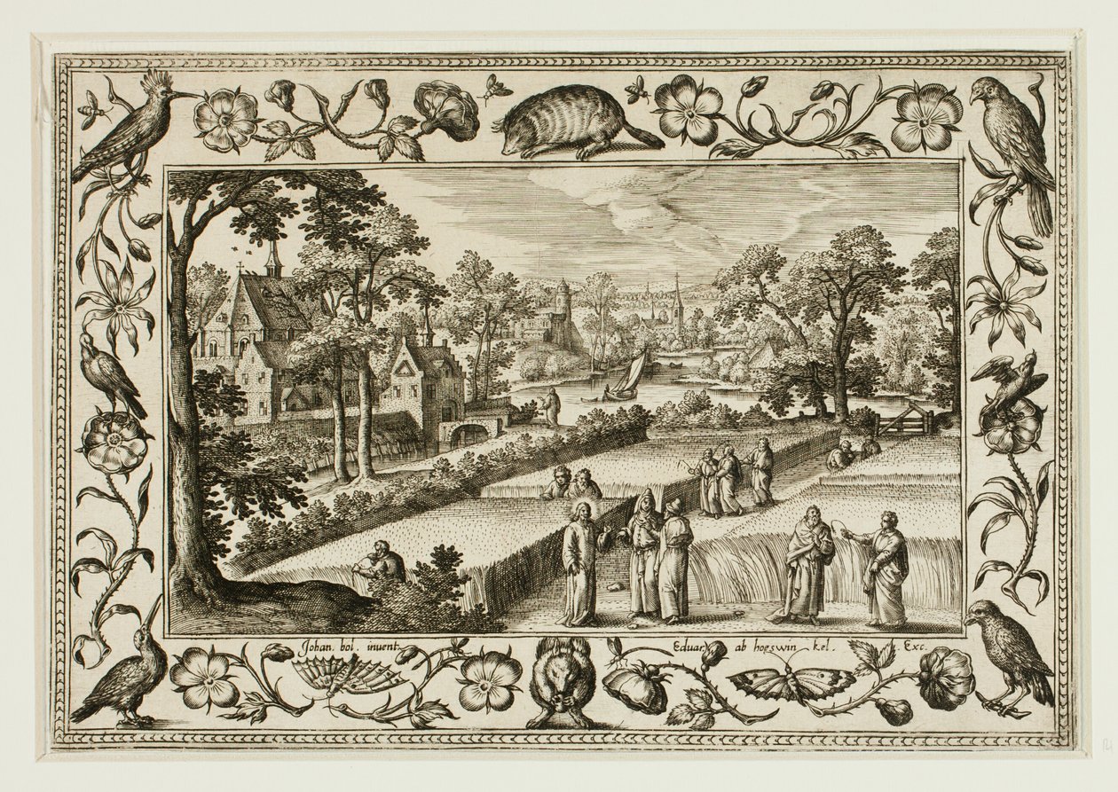 Christus und die Jünger im Feld, aus Landschaften mit alten und neuen Testamentsszenen und Jagdszenen von Adriaen Collaert