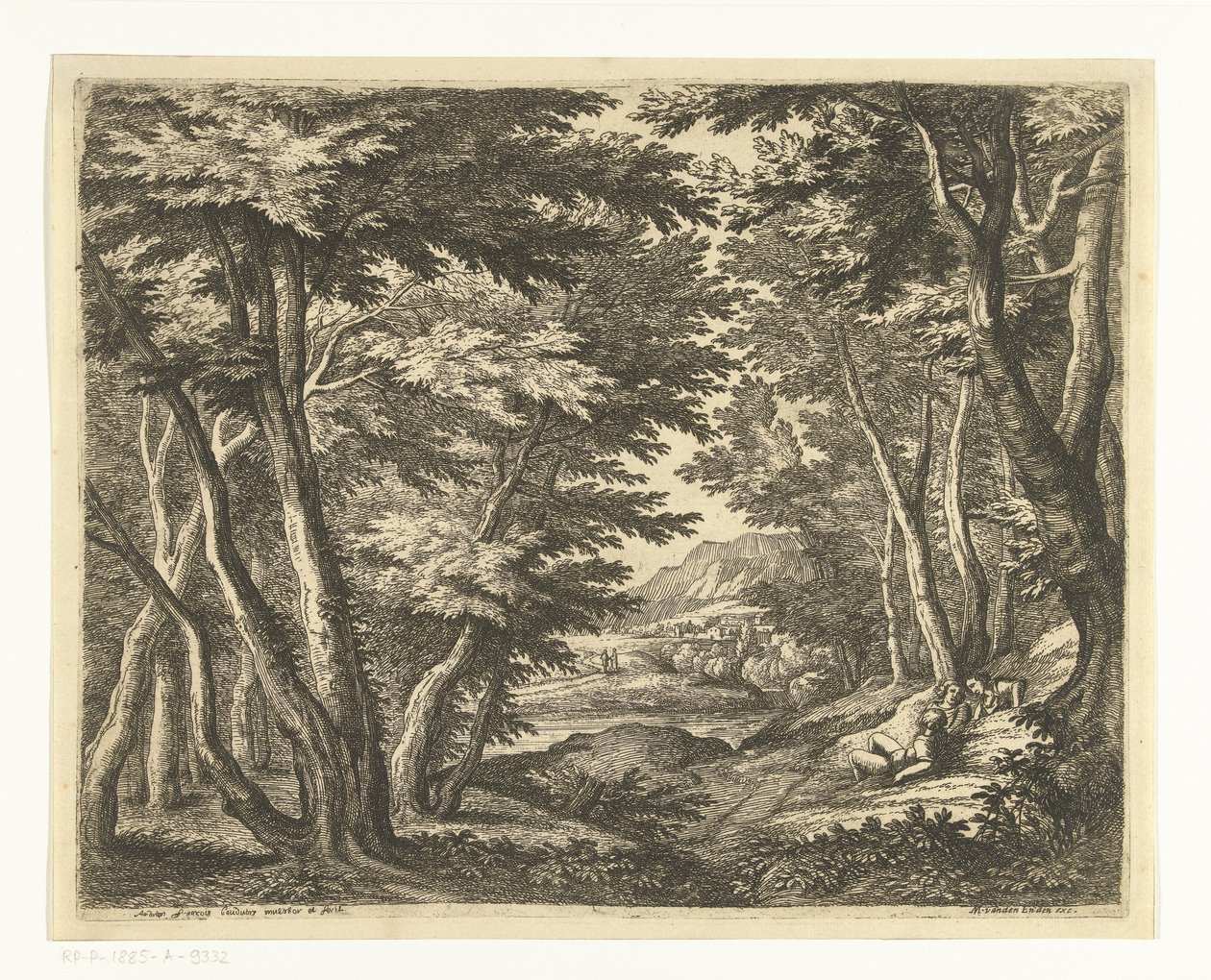 Landschaft mit drei Männern an einer Lichtung im Wald von Adriaen Frans Boudewyns