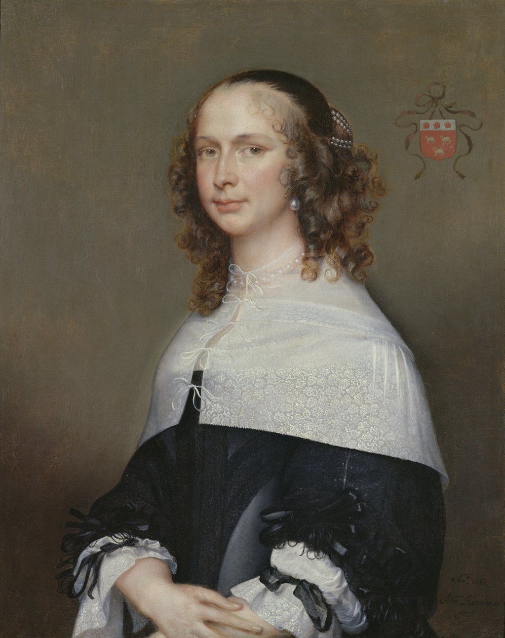 Porträt der Frau von Nicolas van der Haer, 1661 von Adriaen Hanneman