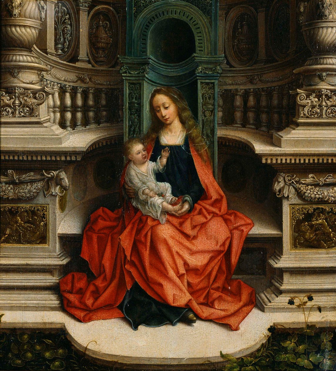 Die Jungfrau und das Kind auf dem Thron - Gemälde von Adriaen Isenbrant (Adrien Ysenbrant, Ysenbrandt, Hysebrant) (1490-1551) von Adriaen Isenbrandt or Isenbrant