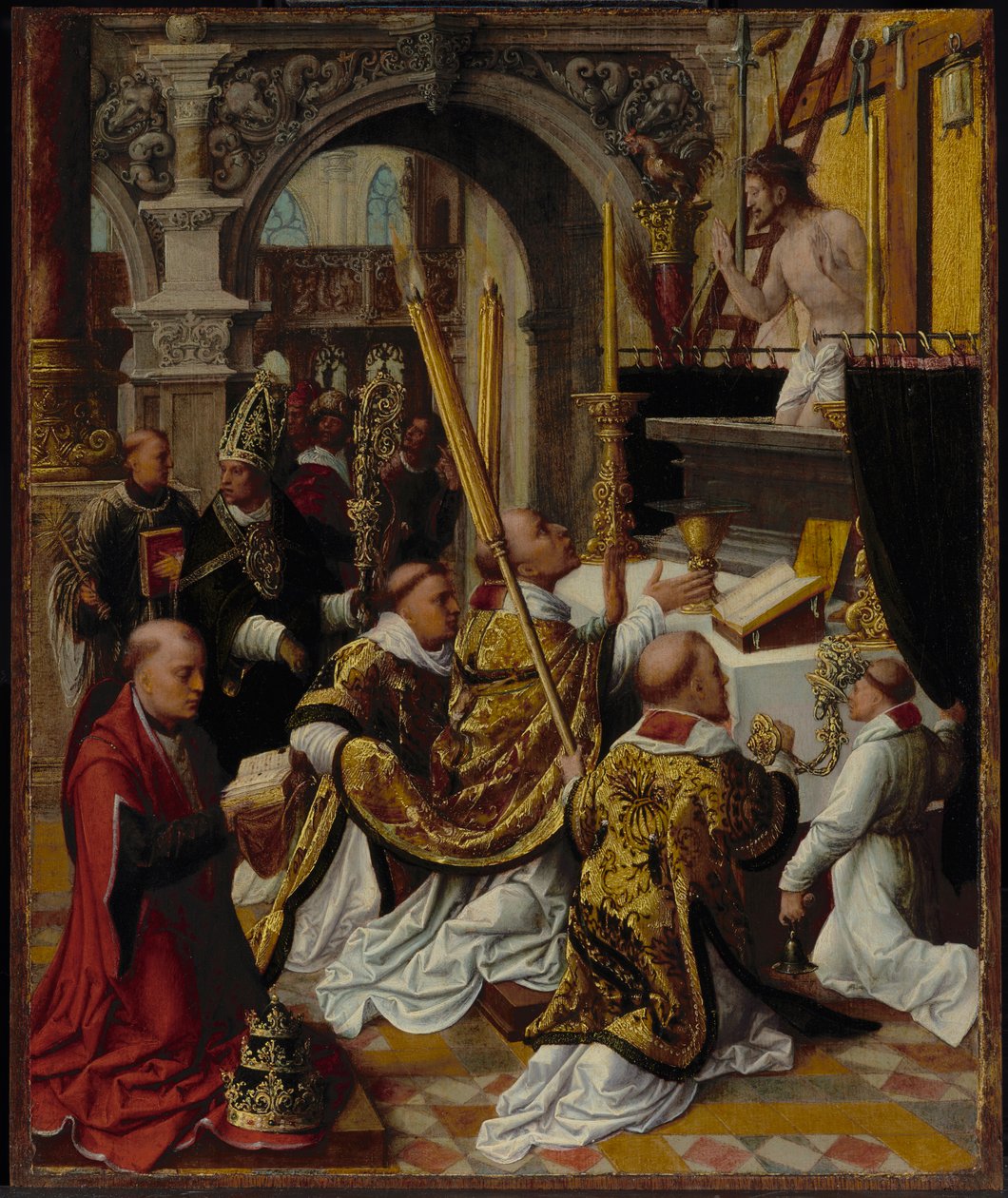 Die Messe des Heiligen Gregor des Großen (540-604) von Adriaen Isenbrandt or Isenbrant