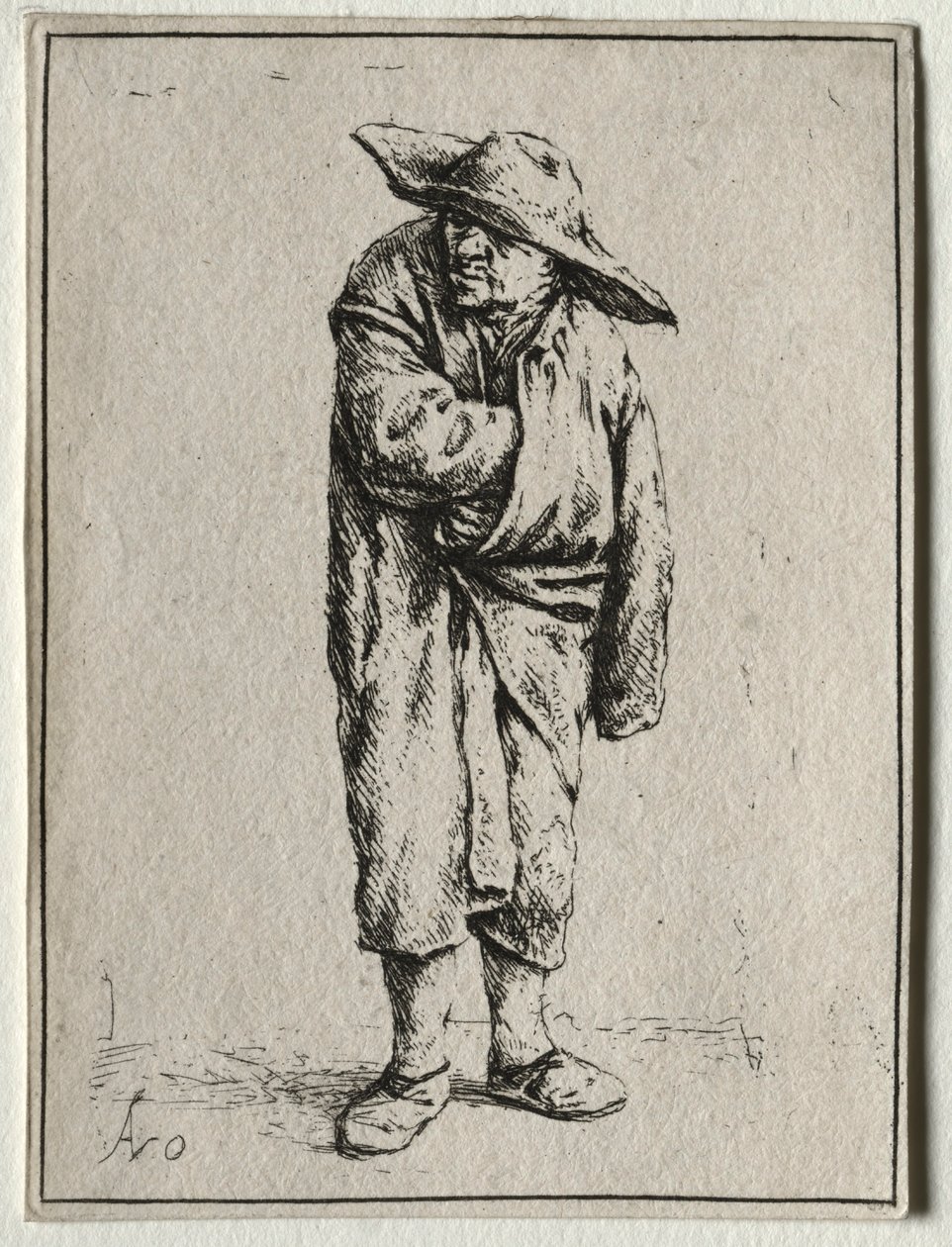 Bauer mit der Hand im Umhang von Adriaen Jansz. van Ostade