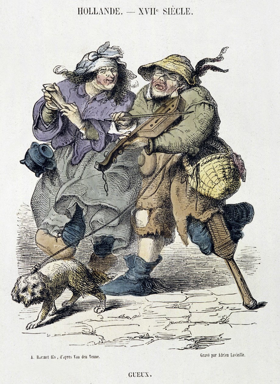 Gueux spielen Straßenmusik, Holland, 17. Jahrhundert von Adriaen Pietersz van de (after) Venne