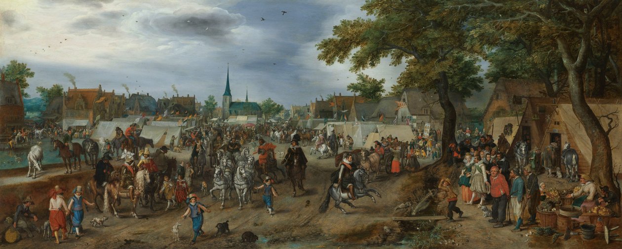 Prinz Moritz und Friedrich Heinrich auf dem Pferdemarkt in Valkenburg, 1618 von Adriaen Pietersz van de Venne