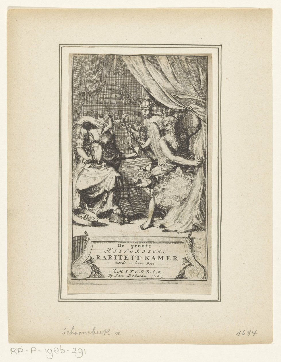 Allegorische Darstellung mit Vater Zeit, Merkur und Weisheit von Adriaen Schoonebeek