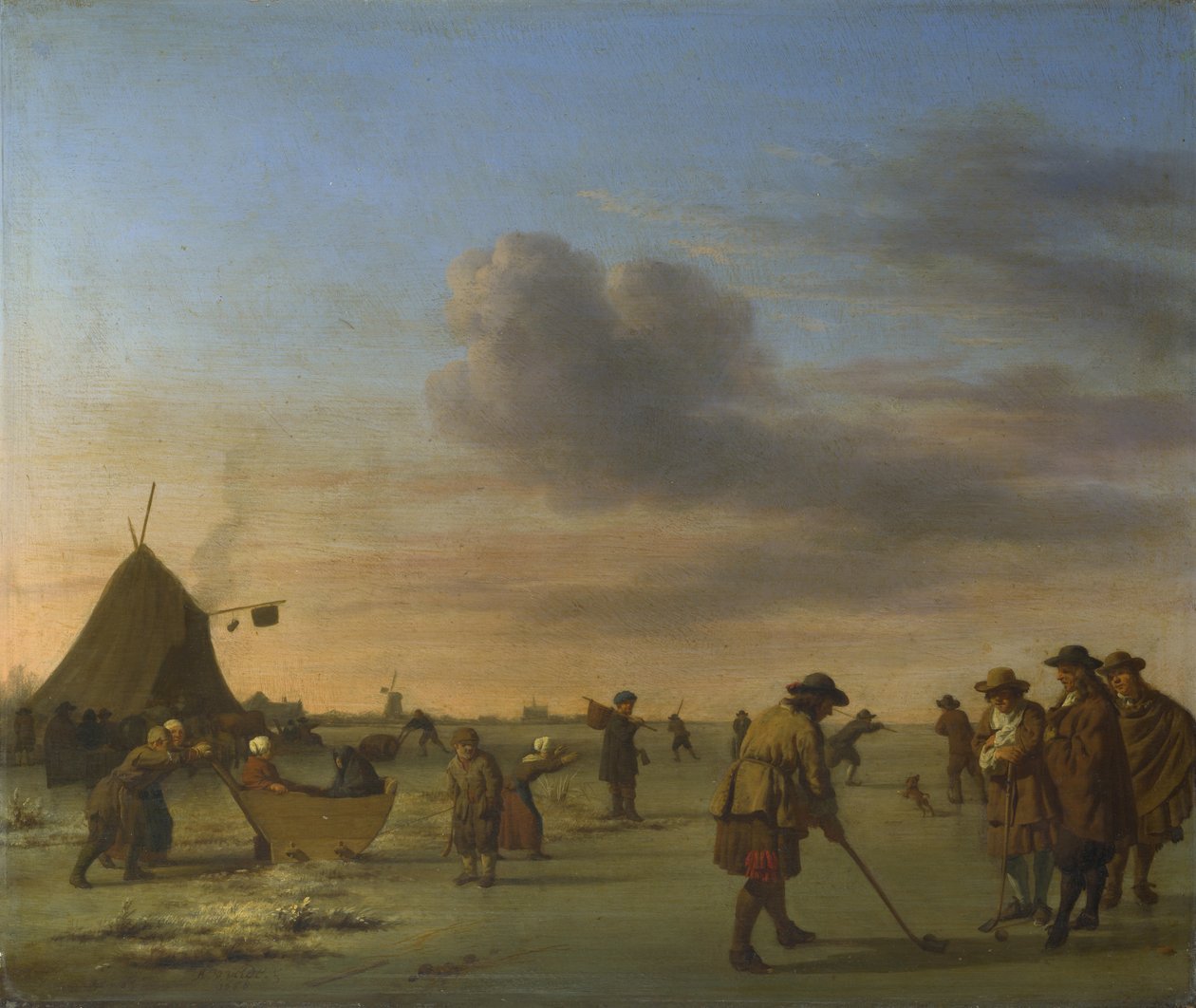 Golfer auf dem Eis bei Haarlem, 1668 von Adriaen Velde van de