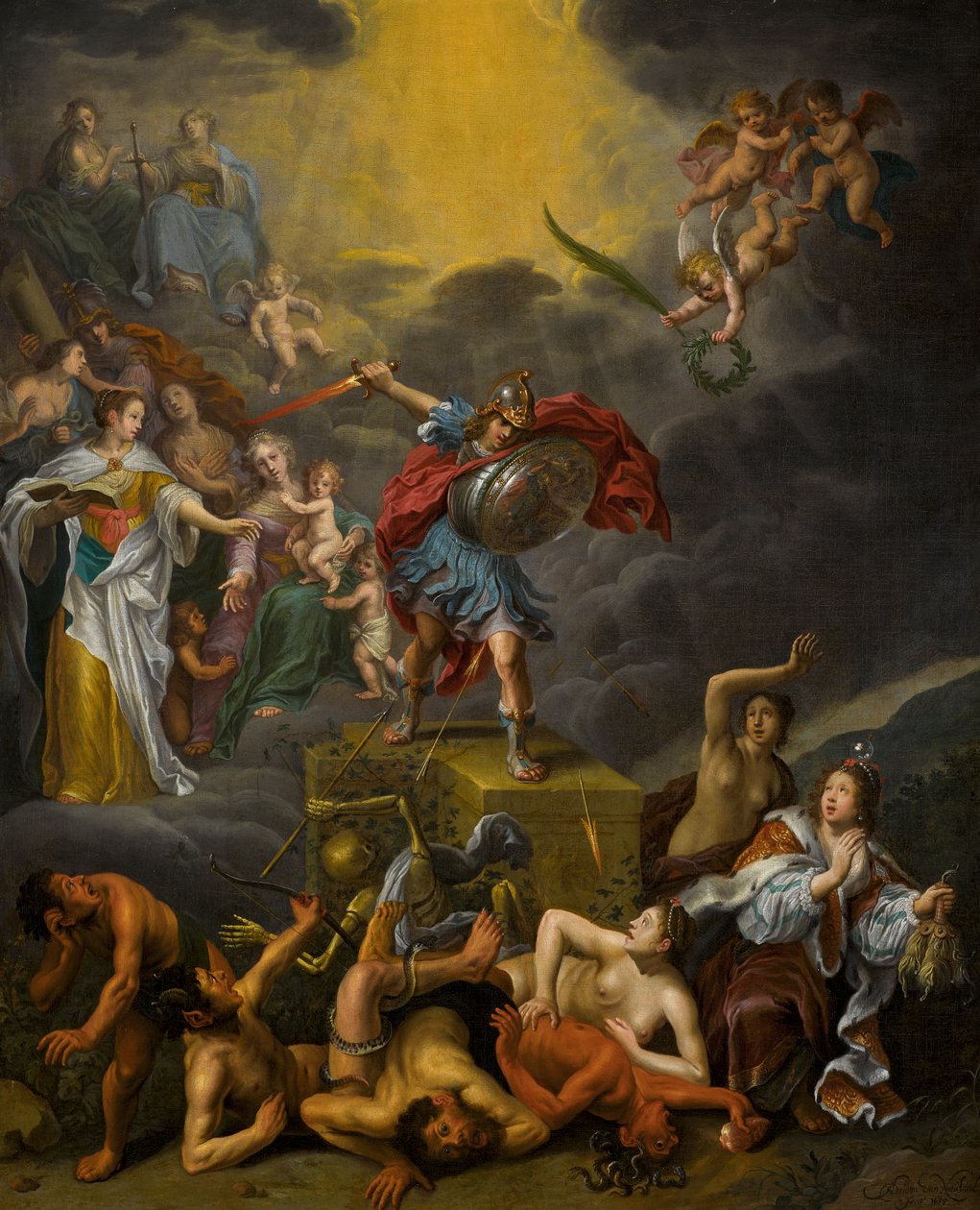 Der Kampf der Tugend gegen die Laster von Adriaen van Nieulandt the younger