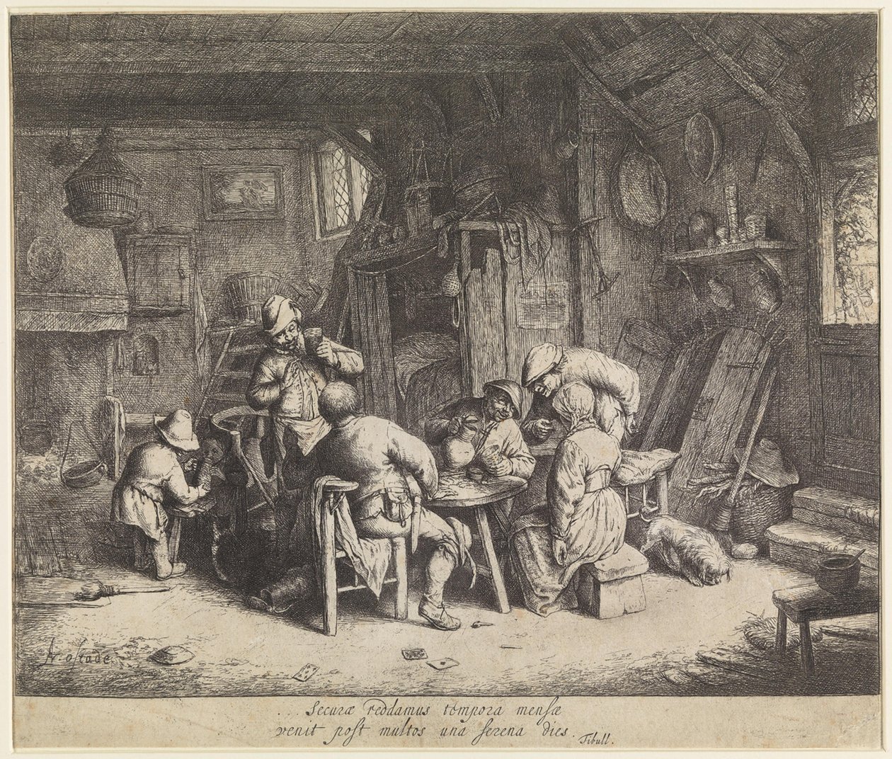 Bauern bei einer Mahlzeit in einem Gasthaus von Adriaen van Ostade