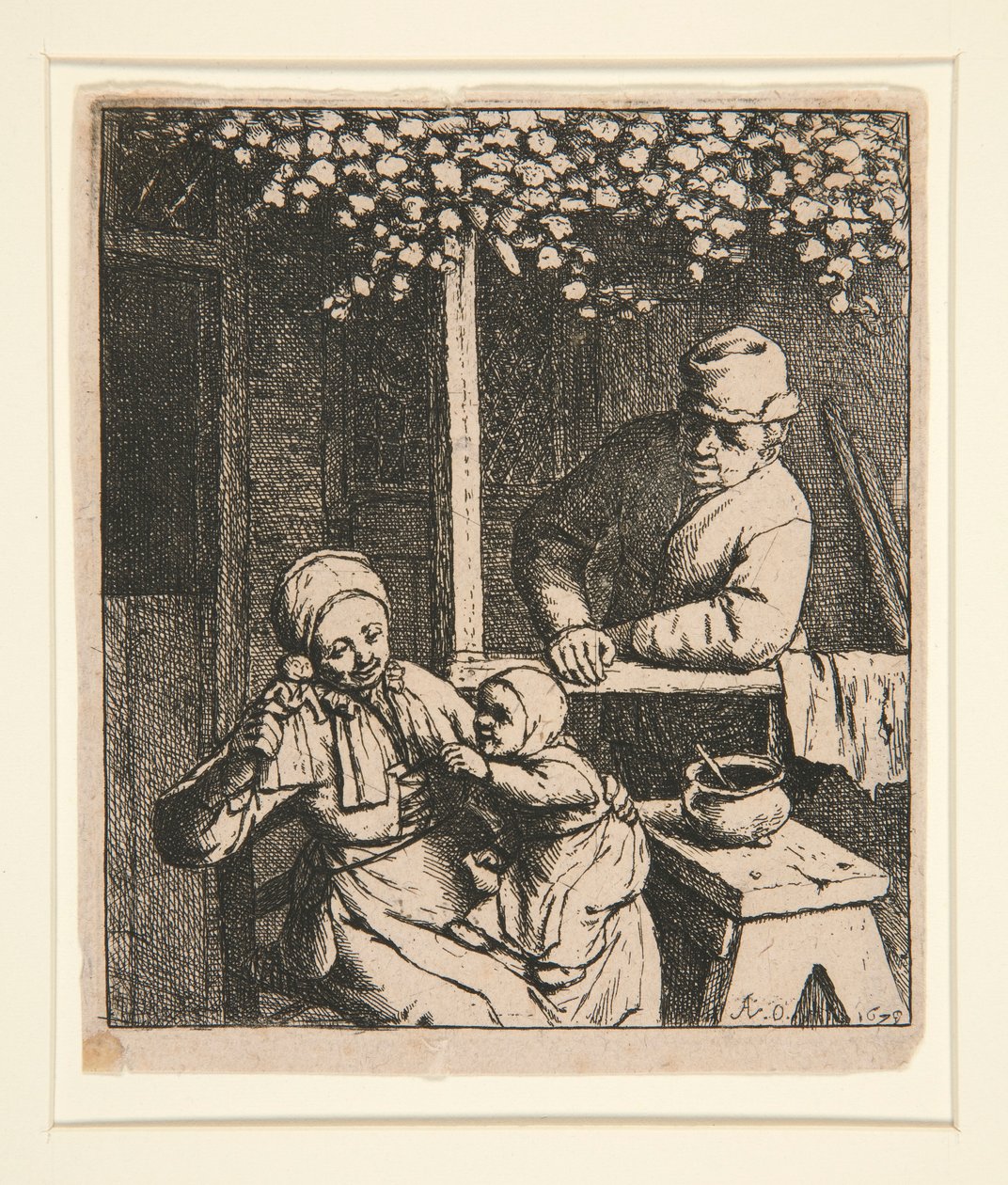 Die gewünschte Puppe [Frau neckt Kind mit Puppe] von Adriaen van Ostade