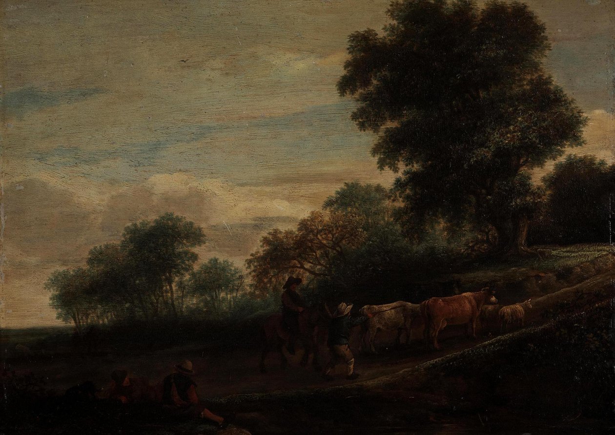 Landschaft mit Hirten und Vieh von Adriaen van Ostade