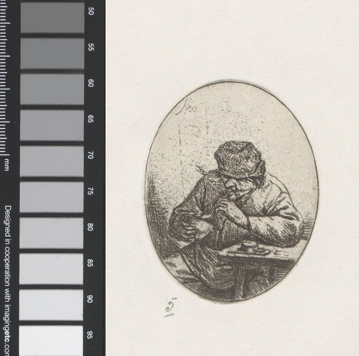 Mann zündet seine Pfeife an von Adriaen van Ostade