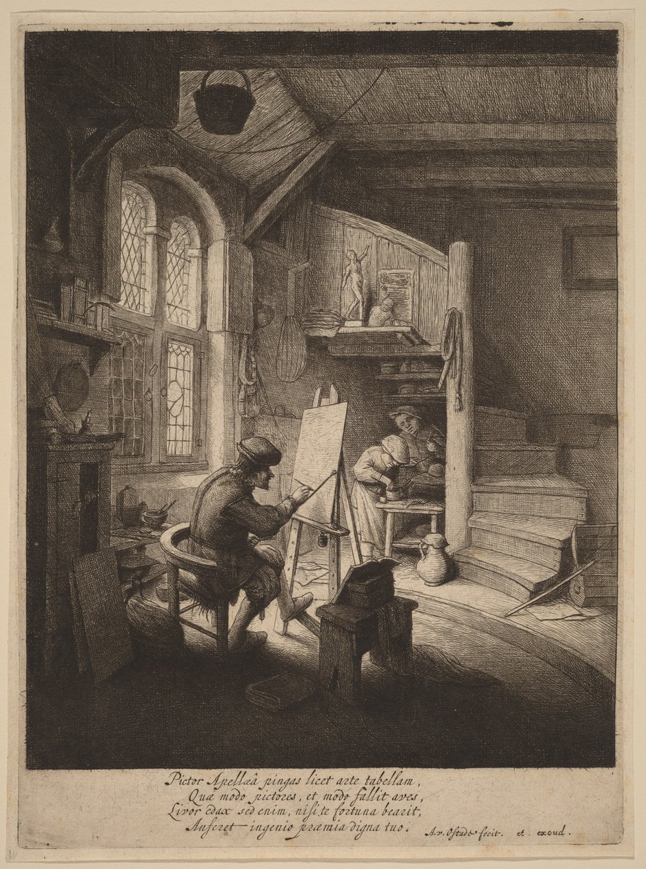 Maler in seinem Atelier von Adriaen van Ostade