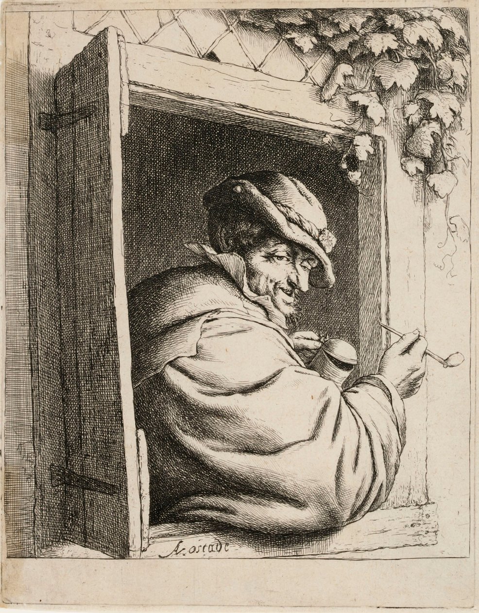 Pfeifenraucher am Fenster von Adriaen van Ostade