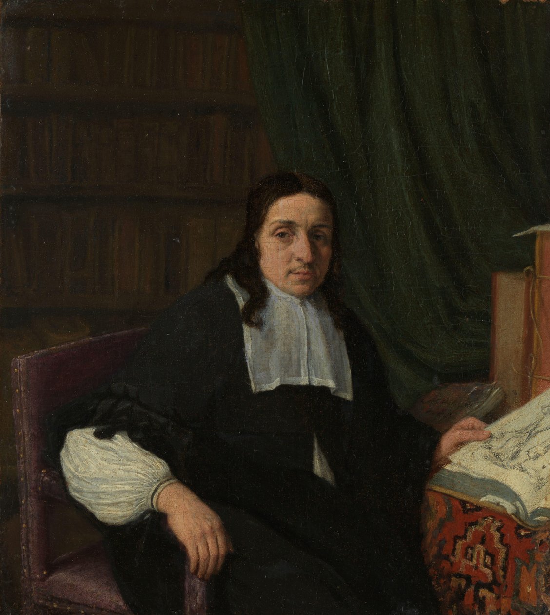 Porträt eines Sammlers, möglicherweise Constantijn Sennepart (1625-1703) von Adriaen van Ostade