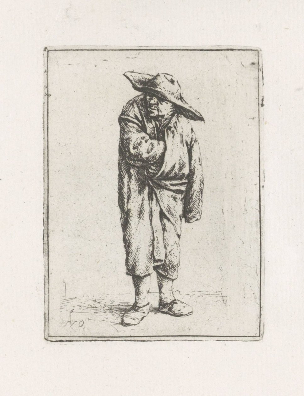 Staande boer met hand in zijn mantel von Adriaen van Ostade