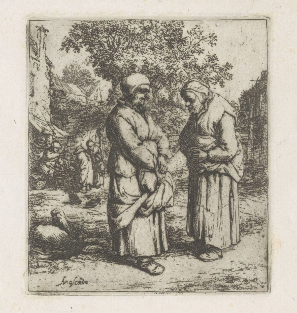 Zwei alte Frauen im Gespräch von Adriaen van Ostade