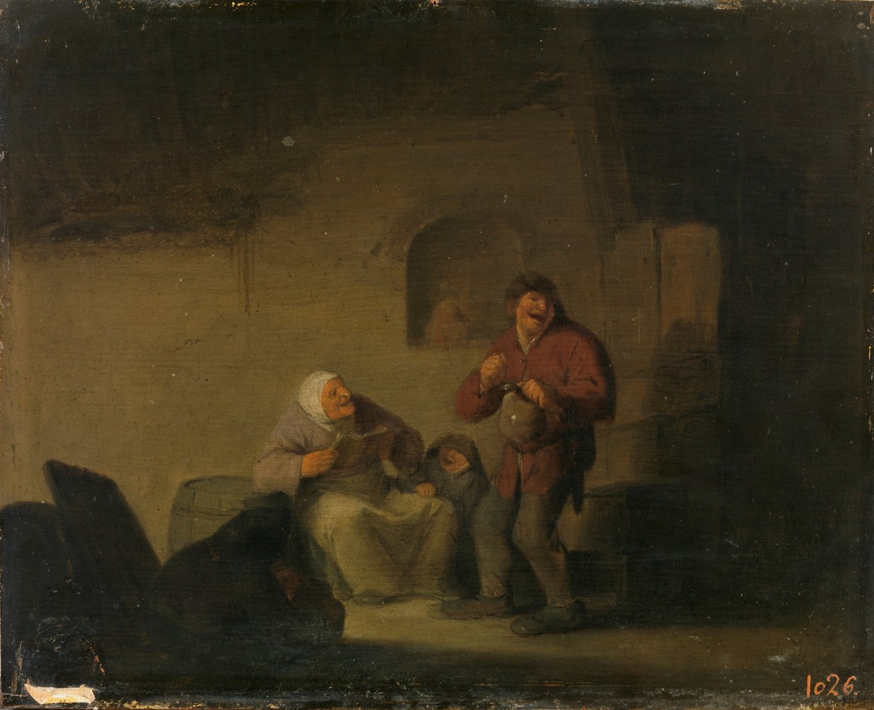 Zwei Bauern und eine Frau singen von Adriaen van Ostade