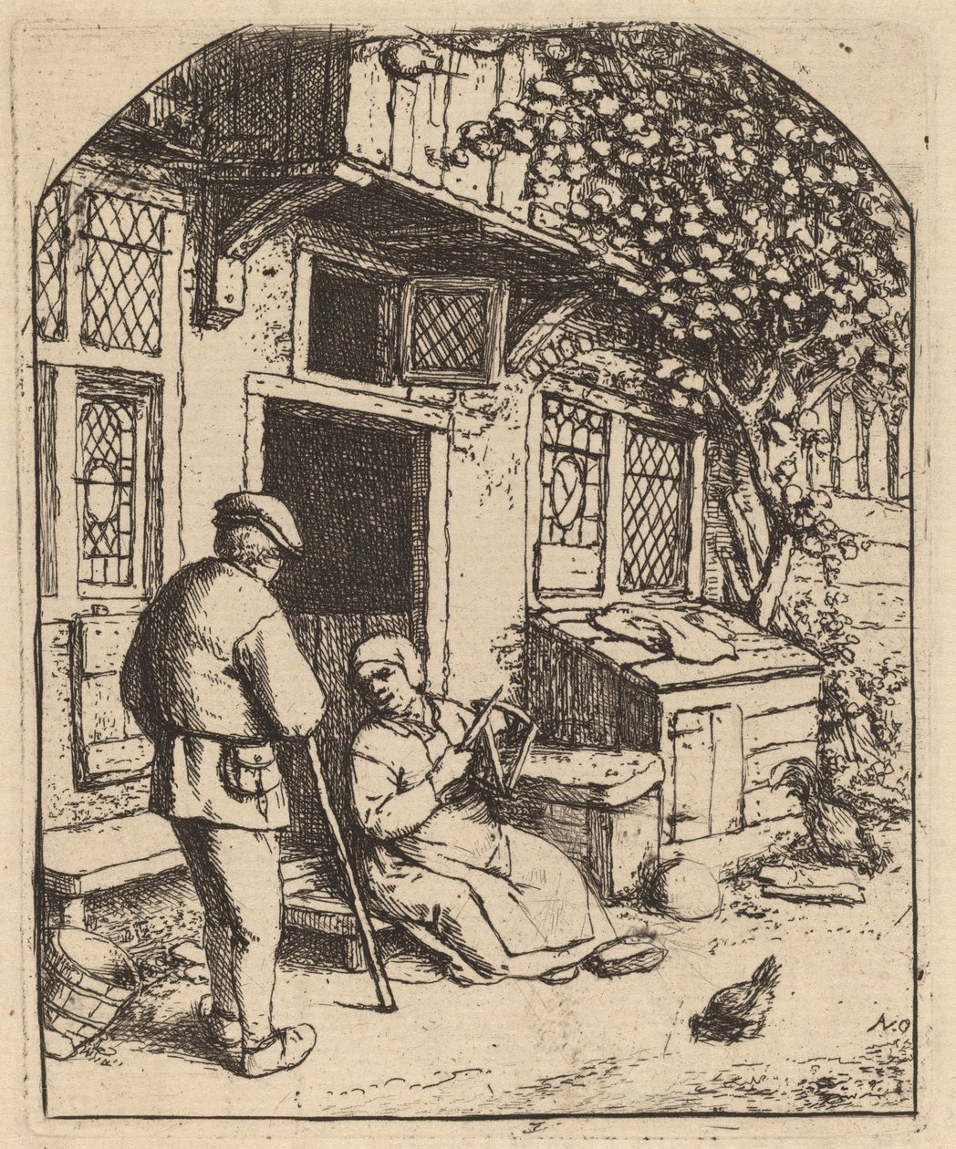 Frau, die auf einer Spule aufwickelt (La Devideuse) von Adriaen van Ostade
